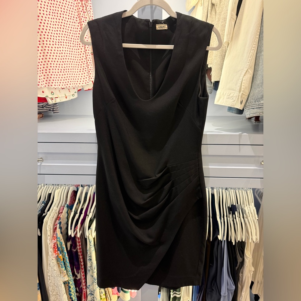 L'AGENCE Black Draped Midi Dress